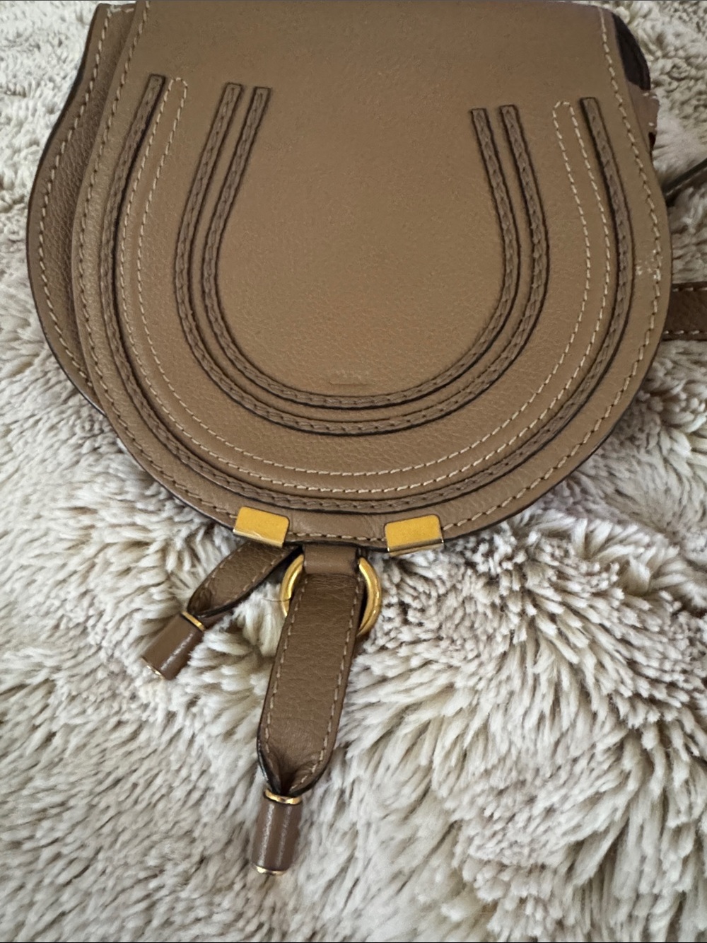Chloe Small Marcie Saddle Bag in Taupe